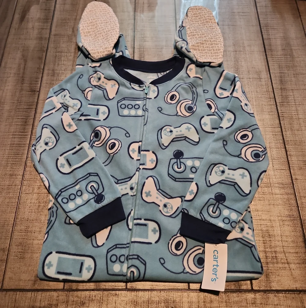 NWT Carter's Teal Video Game Print Footed Pajama